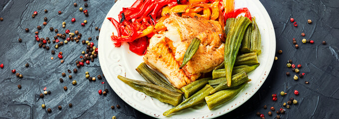 Baked fish with vegetables