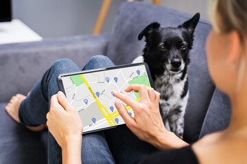 Holding GPS Navigator Map On Tablet