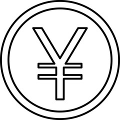 Yen and yuan coin, currency sign used for the Japanese yen and the Chinese yuan