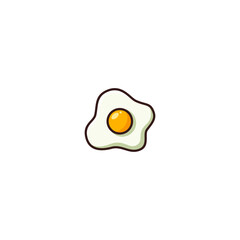 Illustration of Sunny Side Egg Up Filled Color Icon - Fast Food Icon Set Vector Illustration Design.