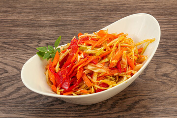 Cabbage salad with carrot and pepper