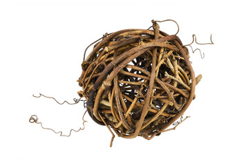 Dry brown rattan ball with twisted tendrils