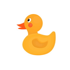 Rubber yellow duck. Duck toy, vector illustration