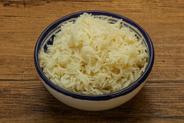 Steamed basmati rice in the bowl