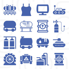 16 pack of freight car  filled web icons set