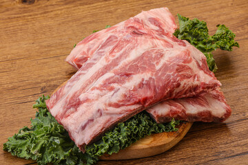 Raw pork ribs for cooking