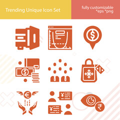 Simple set of economic science related filled icons.