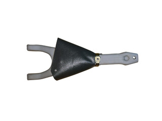 Car clutch fork on isolated white background. New spare parts.