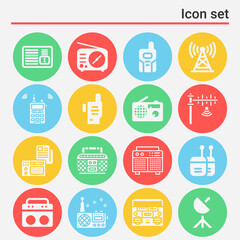 16 pack of wireless telegraph  filled web icons set