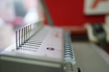 Book binding machine close up