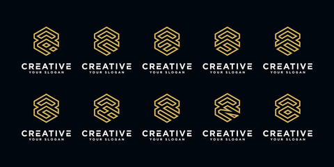 Set of creative letter r and etc logo design template