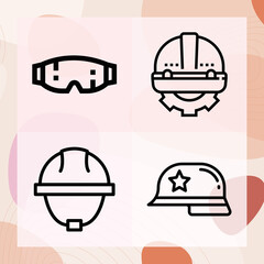 Fototapeta premium Simple set of armour plate related lineal icons
