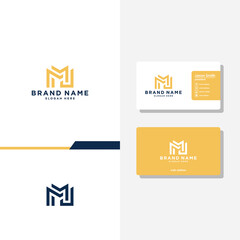 Fototapeta na wymiar Letter M and F combination concept logo designs business card