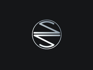 Fototapeta na wymiar SS Circular Letter Logo with Circle Design silver color