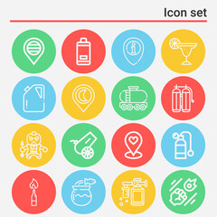 16 pack of artillery  lineal web icons set