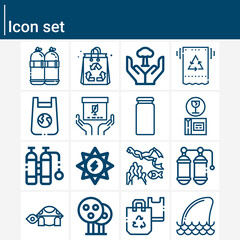 Simple set of ecosystem related lineal icons.