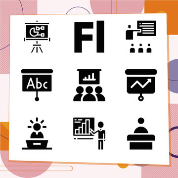 Simple set of 9 icons related to symptoms