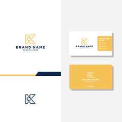 Fototapeta na wymiar Letter K technology concept logo designs business card