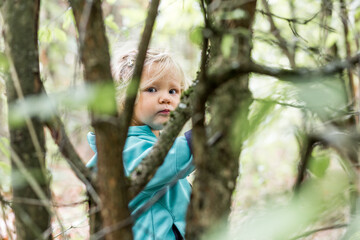 portrait de petite fille dans les branches