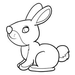 sketch of a cute rabbit, coloring book, cartoon illustration, isolated object on white background, vector,