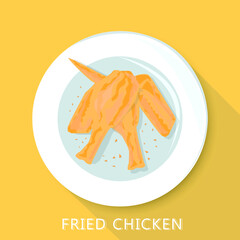Vector fried chicken background. Fast food is delicious. backdrop and shadow. design esp10.