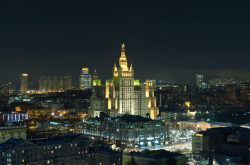 Beautiful Moscow night panoramic view