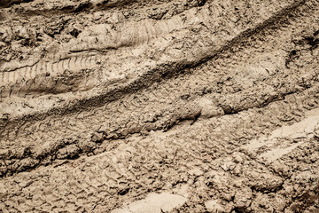 traces of cars in the mud