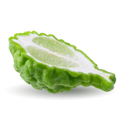 Half Bergamot fruit isolated on white background.