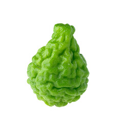 Bergamot fruit with leaf isolated on white background with clipping path.