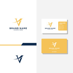 Letter V technology concept logo designs business card