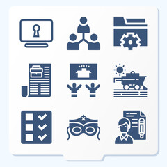 Simple set of 9 icons related to company