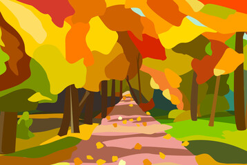 Vector landscape for calendar, print or decorated things. picture by season of nature, wnter, outmn, summer weather.