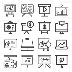 16 pack of second reading  lineal web icons set
