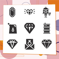 Simple set of 9 icons related to drilling