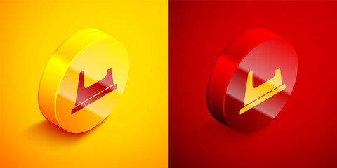 Isometric Baby potty icon isolated on orange and red background. Chamber pot. Circle button. Vector.