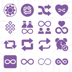 16 pack of endless  filled web icons set