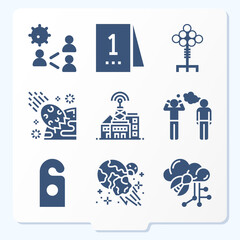 Simple set of 9 icons related to incident - obrazy, fototapety, plakaty
