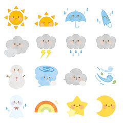 水彩風の天気のキャラクター