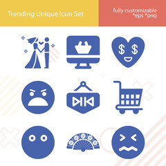 Simple set of joy related filled icons.