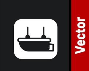 Obraz premium White Lifeboat icon isolated on black background. Vector.