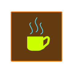 A painted Cup of tea or coffee. Hot drink. Can be used for menu, print, invitation, postcard, banner. Flat design style.