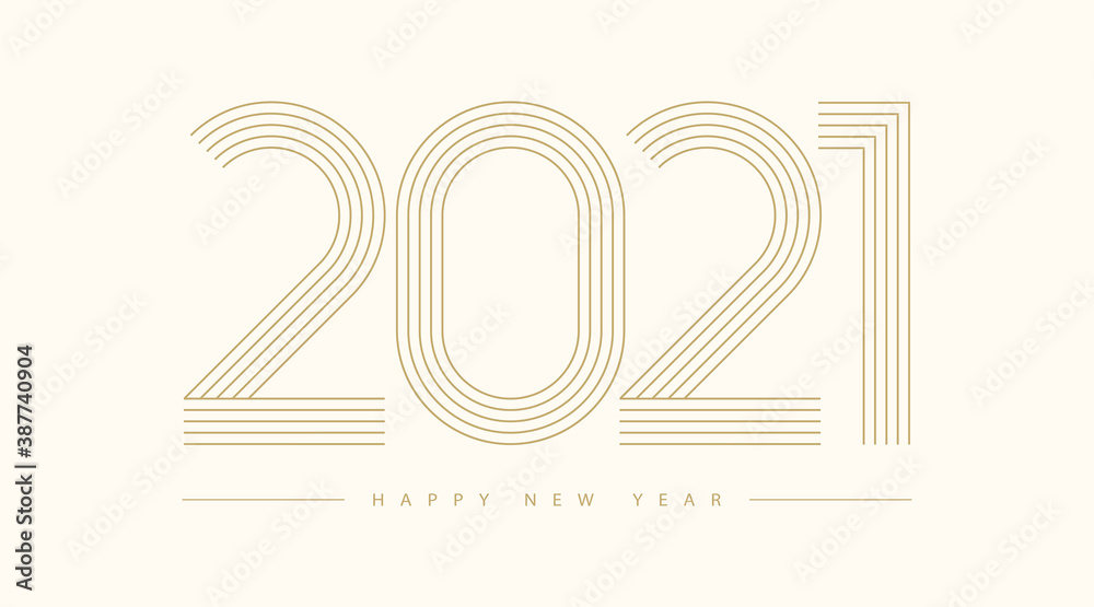 Aufkleber 2021 happy new year text vector design.