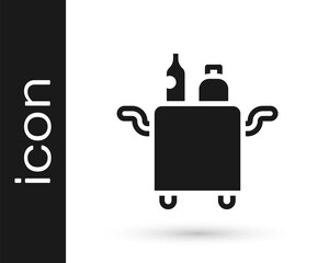 Black Trolley for food and beverages icon isolated on white background. Vector.