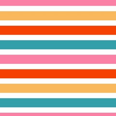 Bright stripes simple minimalistic seamless pattern graphic design for paper, textile print, page fill. Horizontal striped background pink yellow and green colors. Cute doodle vector illustration 