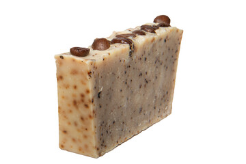 Bars of soap with cinnamon on isolated white background