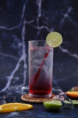 cocktails selection with lemonade and vodka on white background