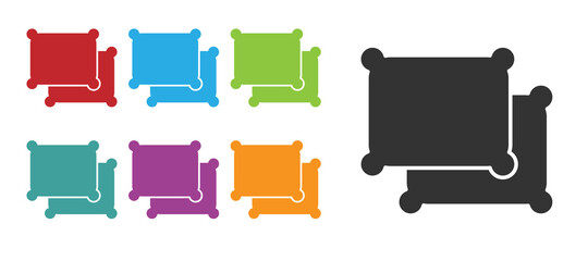 Black Rectangular pillow icon isolated on white background. Cushion sign. Set icons colorful. Vector.