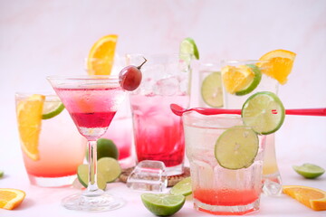 Strawberry with sparkling water on table background