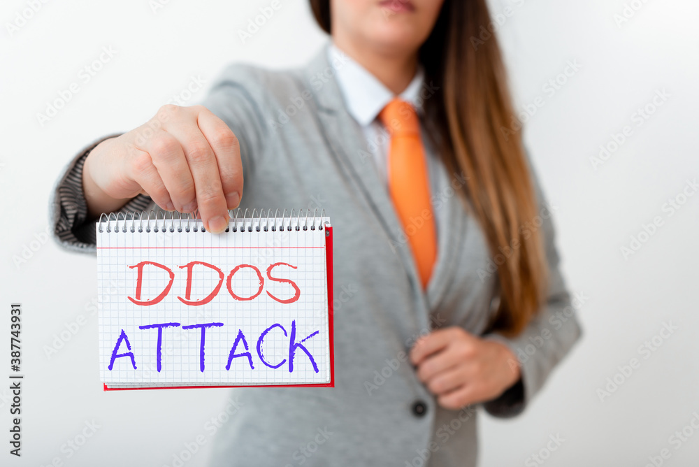 Poster handwriting text writing ddos attack. conceptual photo perpetrator seeks to make network resource un