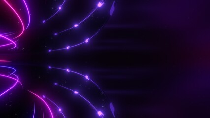 Curved Surface Reflects Glowing Sci-Fi Ultraviolet Neon Laser Beams - Abstract Background Texture